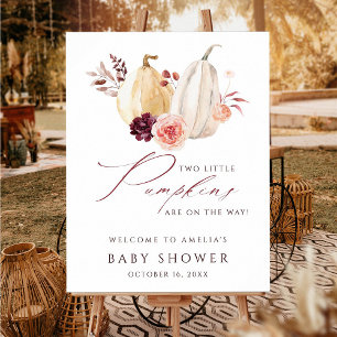 Twin Pumpkins Herfst Baby shower Welkomstbord Poster