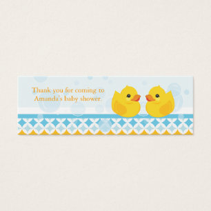Twin Rubber Duckies Baby shower Favor Tag Mini Visitekaartjes