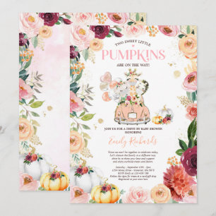 Twin Safari Dieren pompoen rijden op Baby shower Kaart