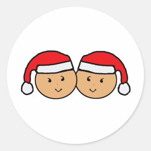 Twin Santa Hat Graphic Ronde Sticker (Voorkant)