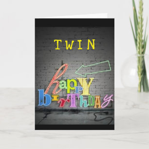 **TWIN** SCHRIJVEN STAAT OP DE WALL BIRTHDAY KAART