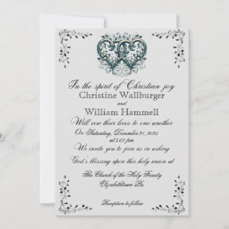 Twin Silver Hearts Faire-part de mariage chrétienn