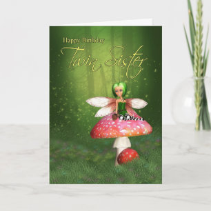 Twin Sister Fairy Birthday Card - Woodland Fairy H Kaart