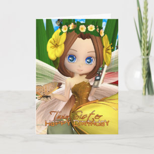 Twin Sister Verjaardagskaart met moonies cutie Her Kaart