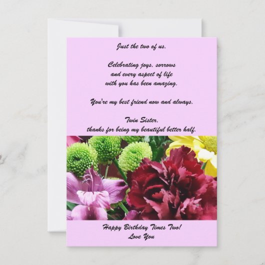 Twin Sisters Anniversaire Carte de voeux plate (Devant)