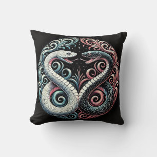 🐍 Twin Slangenkunst voor Moderne Gotische Decorat Kussen