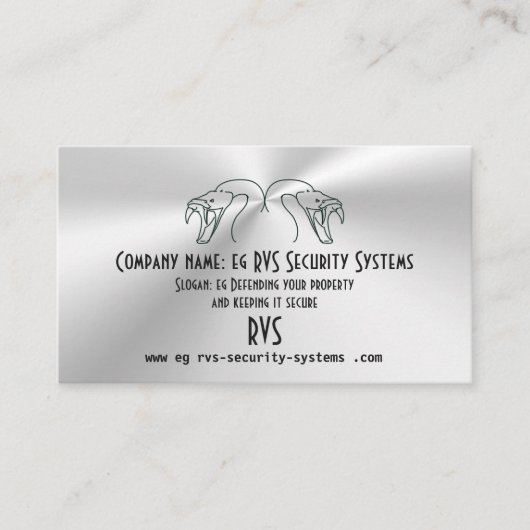 Twin Snake Head Logo, Fangs Bared - Security Busi Visitekaartje (Voorkant)