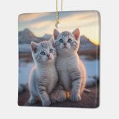 Twin Snowy Mountain Winter Kittens Keramisch Ornament (Links)
