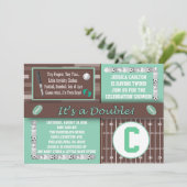 Twin Sports Baby Shower Invitations Green (Debout devant)
