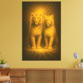 Twin Sunlit Guardians | ManJiangHong Fine Art Canvas Afdruk (Insitu (Woonkamer))