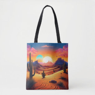 Twin Suns Desert Landschap – Celestial Cactus Hori Draagtas