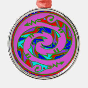 Twin Tribal Serpents Metalen Ornament