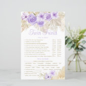 Twin Trivia Game Pampas Lavender Boho Baby shower (Staand voorkant)