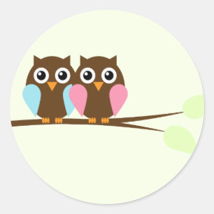 Twin Uilen Baby shower Stickers