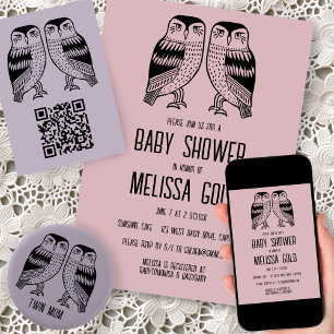 Twin Uilen Schattige Eenvoudig Chique BABY SHOWER  Kaart