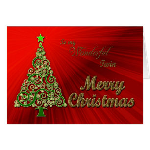 Twin, une carte de Noël à effet or et rouge