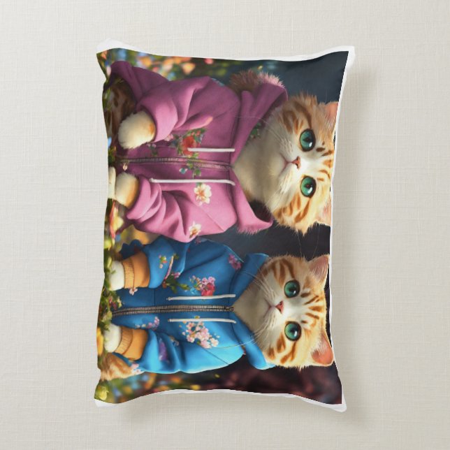"Twin Whiskers : Adorable Coussin de chats" (Dos(Vertical))