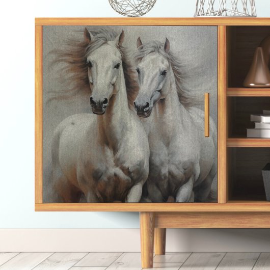 Twin White Wild Horse Decoupage Tissue Papier