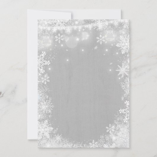 Twin Winter Baby shower Invitation Rustic White Kaart (Achterkant)