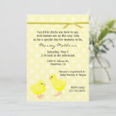 Twin Yellow Chicken Shower Invitation Kaart (Staand voorkant)