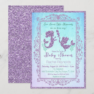TWIN Zeemeermin onder de zee baby shower uitnodigi Kaart