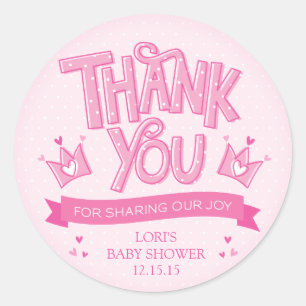 Twincess Twin Meisjes Baby shower Dank u Sticker