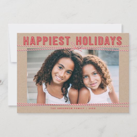 Twine Holiday Fotokaart van Cute Red & White Baker Feestdagenkaart (Voorkant)