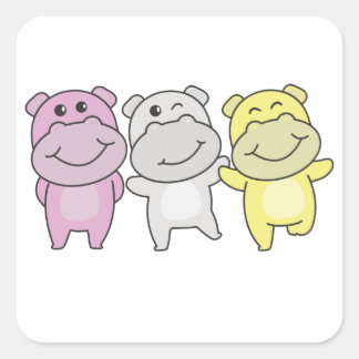 Twink Flag Pride Lgbtq Cute Hippo Square Sticker