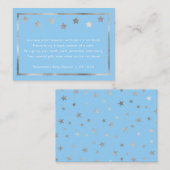 Twinkle Baby shower boekaanvraag, blauw zilver Informatiekaartje (Voorkant / Achterkant)