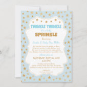Twinkle Baby Sprinkle blauwe goudsterren uitnodigi Kaart (Voorkant)