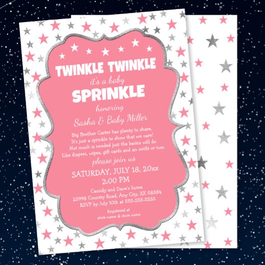 Twinkle Baby Sprinkle fille invitation douche