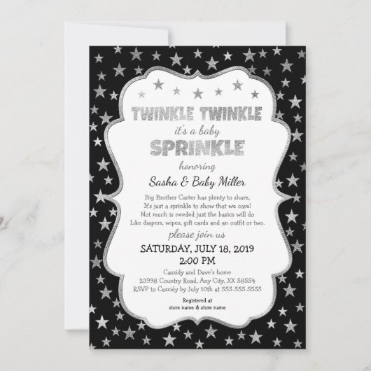 Twinkle Baby Sprinkle uitnodigingen, neutraal gesl Kaart (Voorkant)