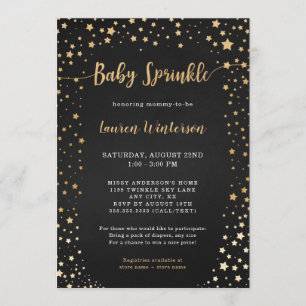 Twinkle Chalkboard Gold Star Baby Sprinkle Kaart