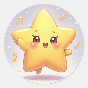 Twinkle Dance Star – Kawaii Blushing Cutie Ronde Sticker