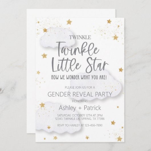 Twinkle Geslacht onthullen uitnodiging (Voorkant / Achterkant)