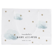 Twinkle Gold Stars & Blue Clouds Baby shower Groot Cadeauzakje (Achterkant)