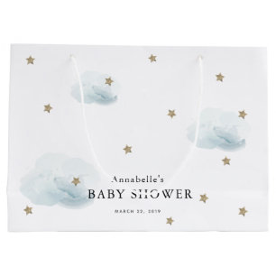 Twinkle Gold Stars & Blue Clouds Baby shower Groot Cadeauzakje