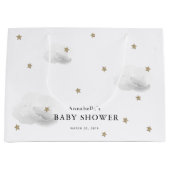 Twinkle Gold Stars & Grey Clouds Baby shower Groot Cadeauzakje (Voorkant)