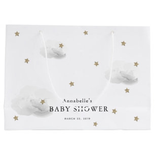 Twinkle Gold Stars & Grey Clouds Baby shower Groot Cadeauzakje