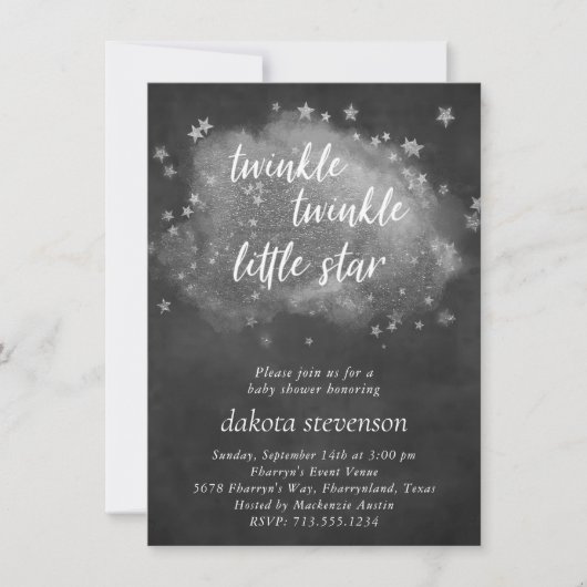 Twinkle kleine ster | Houtskool Grijs en Zilver Kaart (Voorkant)