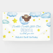 Twinkle kleine ster met vriendelijke bruine uil ba spandoek (Horizontaal)