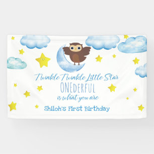 Twinkle kleine ster met vriendelijke bruine uil ba spandoek