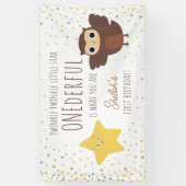 Twinkle kleine ster met vriendelijke Uil 1e verjaa Spandoek (Verticaal)