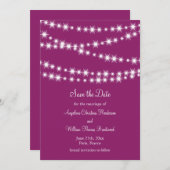 Twinkle Lichten sparen de Datum (magenta) Save The Date (Voorkant / Achterkant)