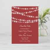 Twinkle Lichten sparen de Datum (rood) Save The Date (Staand voorkant)