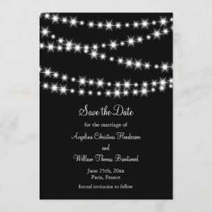 Twinkle Lichten sparen de Datum (zwart) Save The Date
