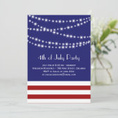 Twinkle Lights 4th of Juli Party Invitation Kaart (Staand voorkant)