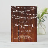 Twinkle Lights Baby shower Uitnodiging - hout (Staand voorkant)