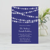 Twinkle Lights Birthday Invitation (indigo) Kaart (Staand voorkant)