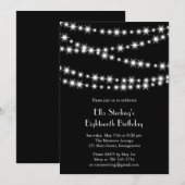 Twinkle Lights Birthday Invitation (zwart) Kaart (Voorkant / Achterkant)